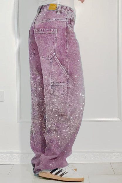 Full Size Rhinestone Wide leg Jeans
