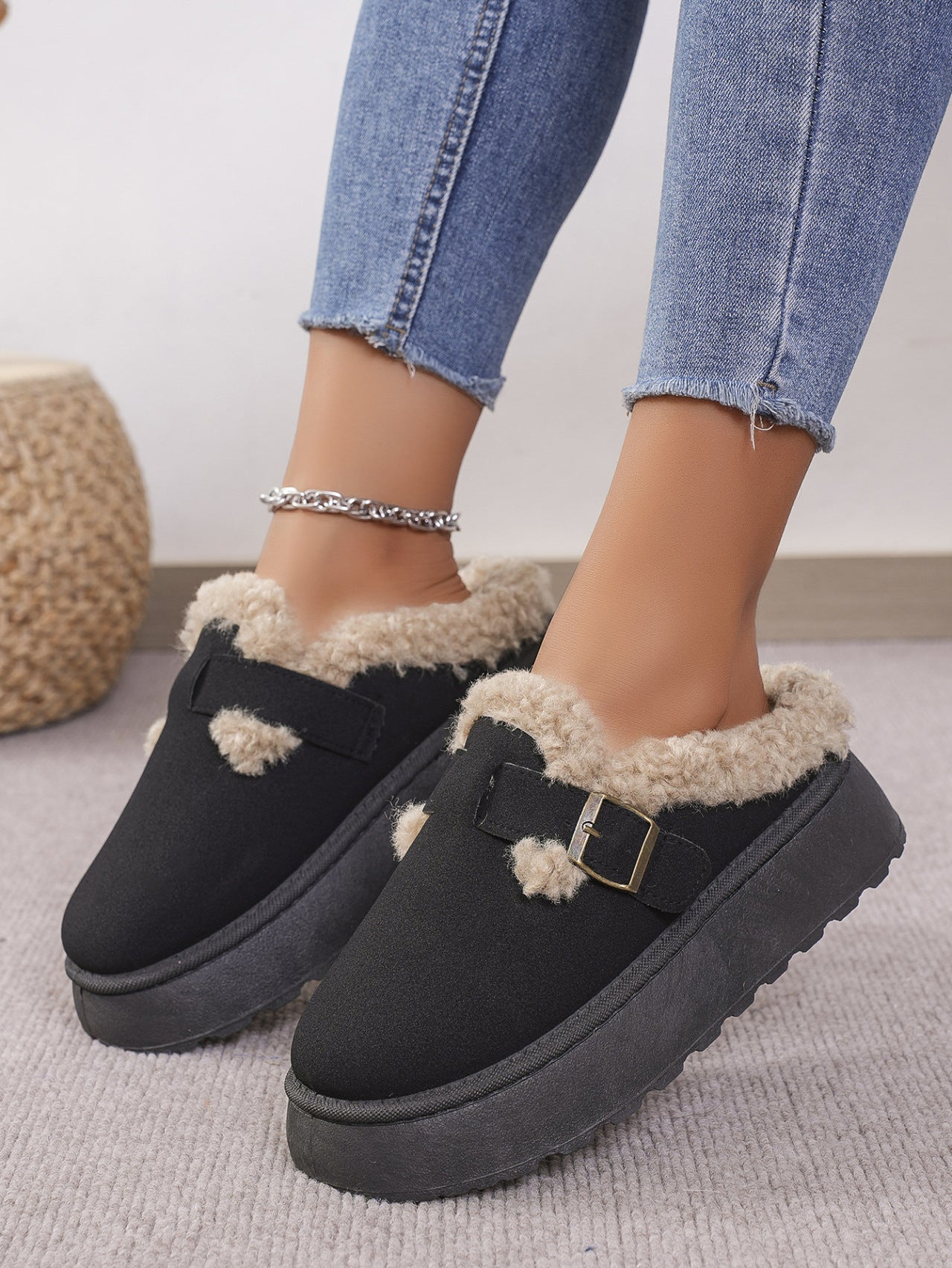 Fuzzy Platform Slippers