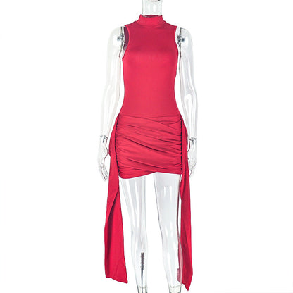 Wrinkle Splicing Short Dress