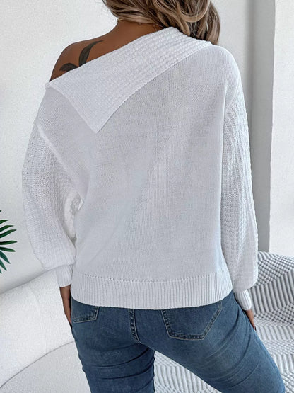 One Shoulder Cable Knit Sweater