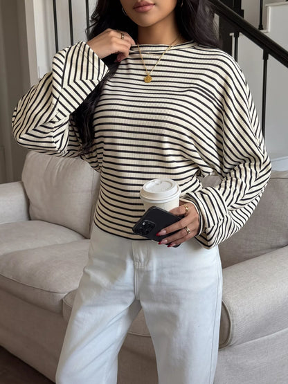 Striped Batwing Sleeve T-Shirt