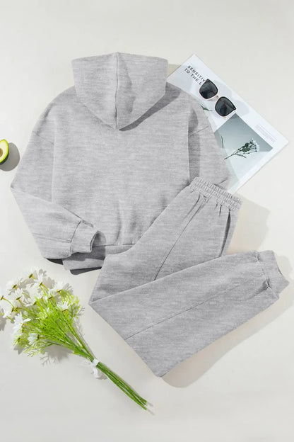 Dropped Shoulder Long Sleeve Hoodie and Pants Set
