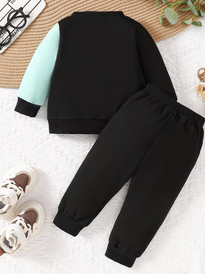 Kids' color block hoodie and jogger set, view 6