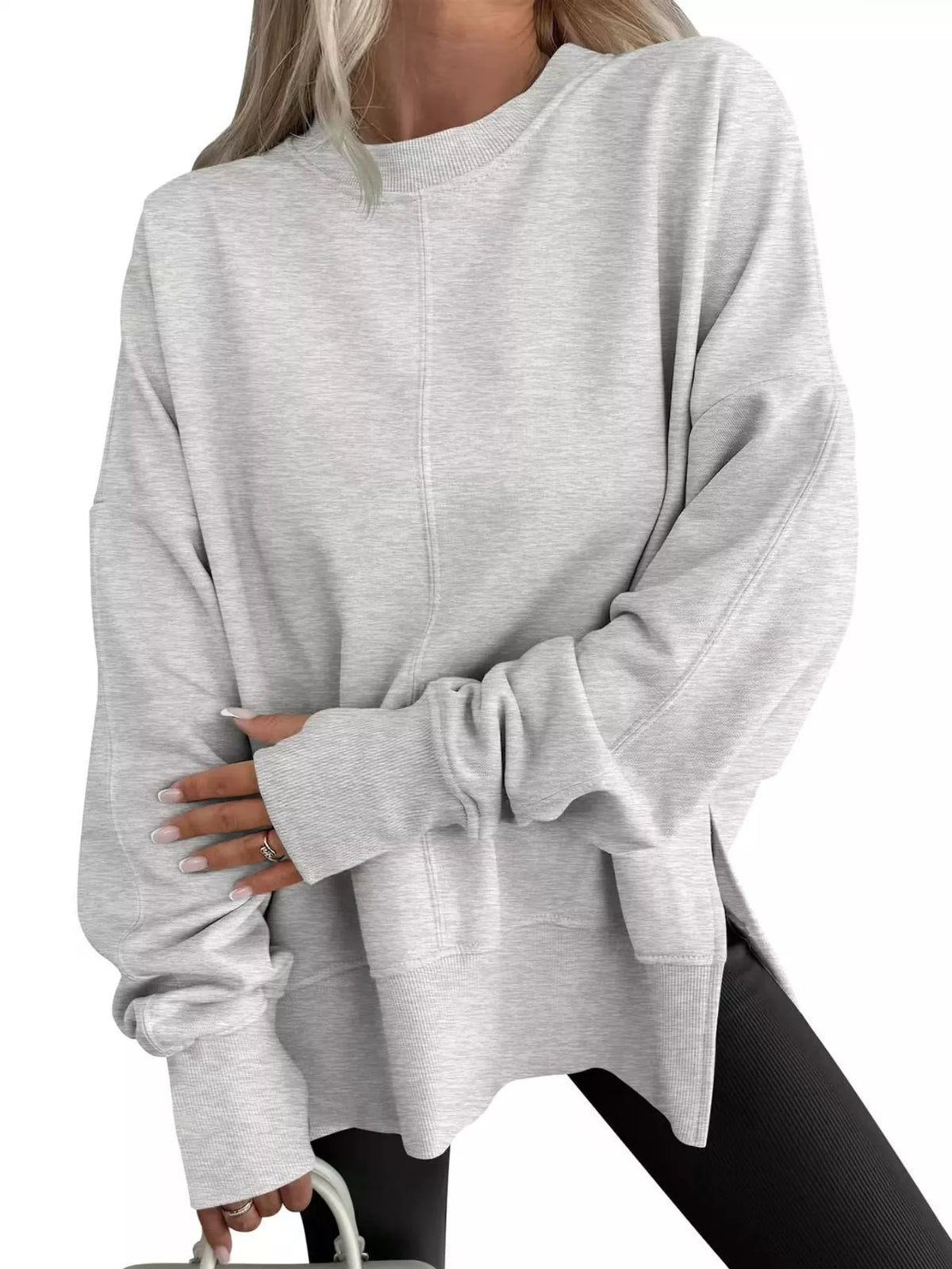 Oversized side-slit sweatshirt, view 17