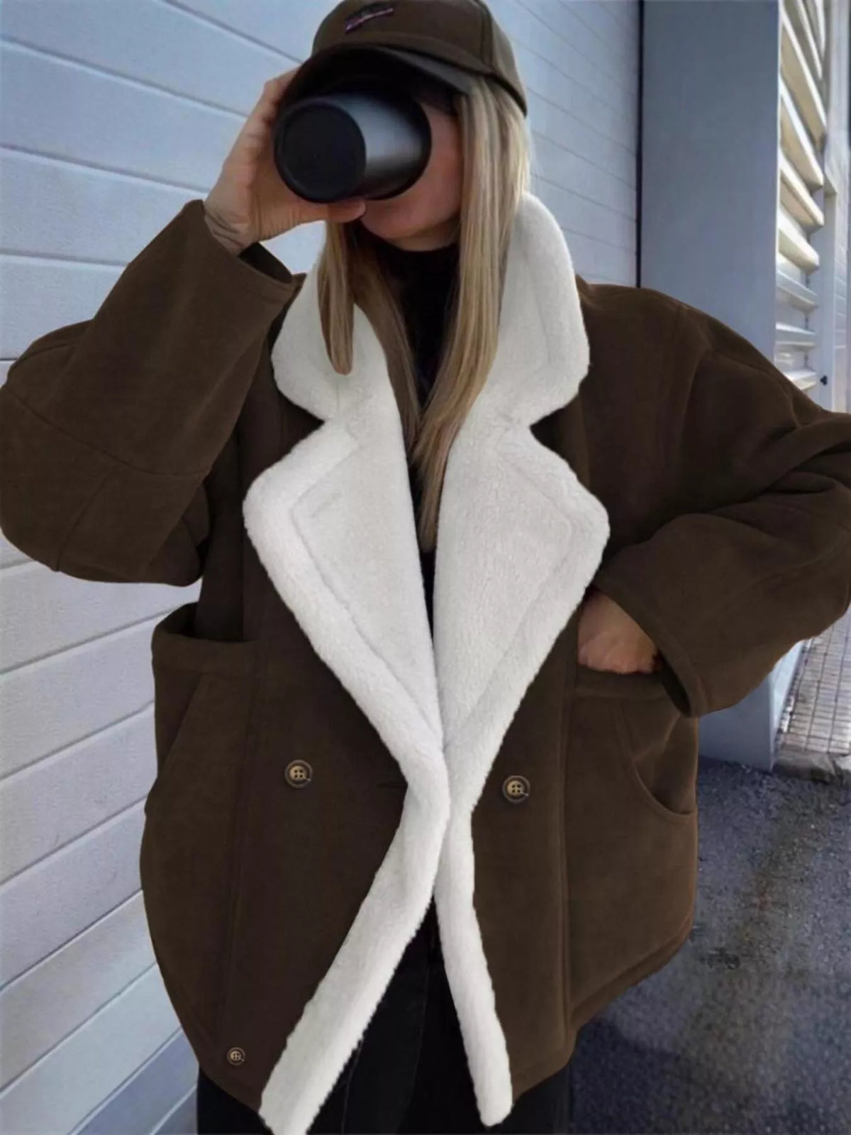 Plush Lined Dropped Shoulder Outerwear
