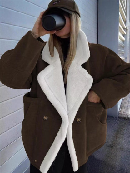 Plush Lined Dropped Shoulder Outerwear