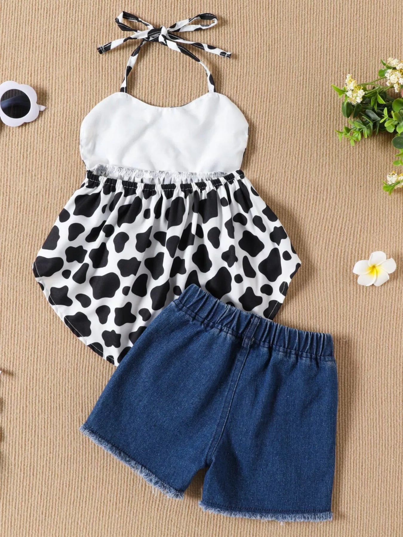 Children's Halter Neck Cami and Denim Shorts Set
