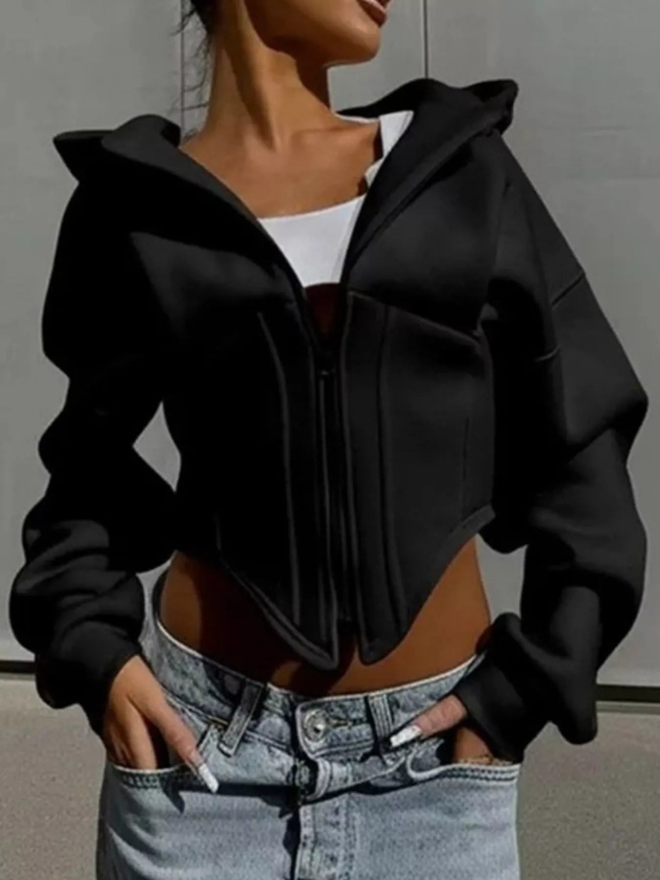 Zip-Up Cropped Hoodie
