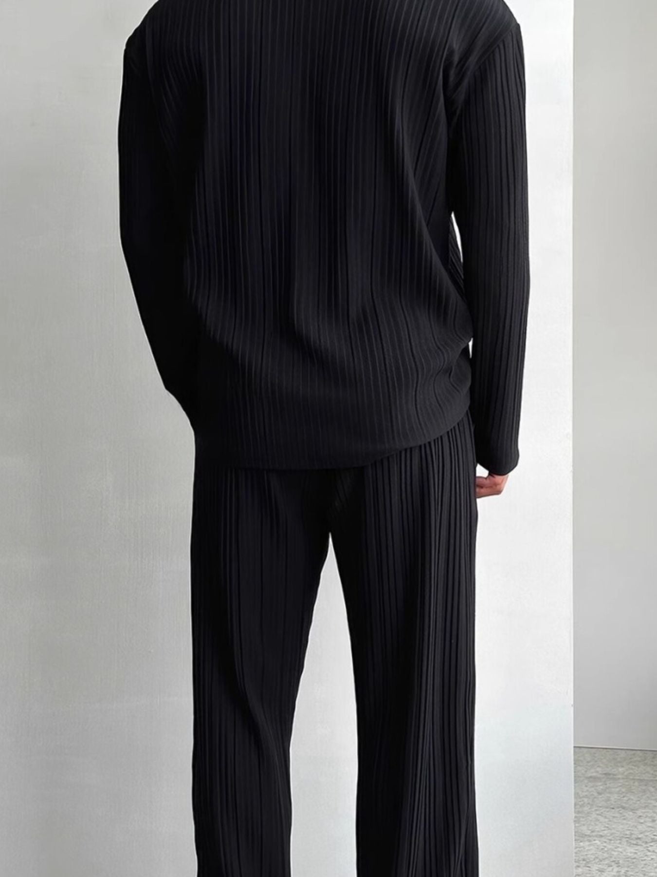 Men's Textured Button Up Shirt and Pants Set Plus Size