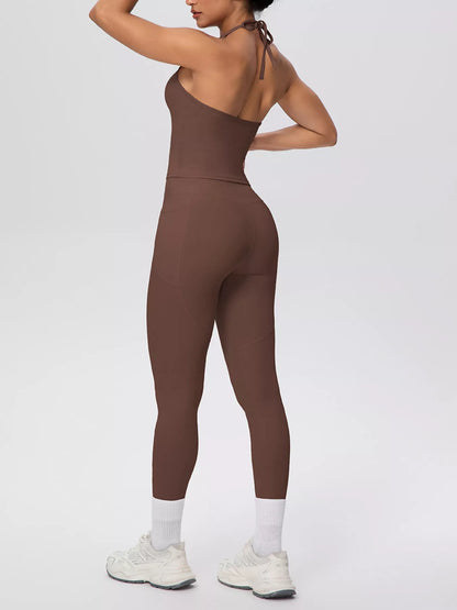 Halter Neck Cami and High-Waisted Leggings Active Set