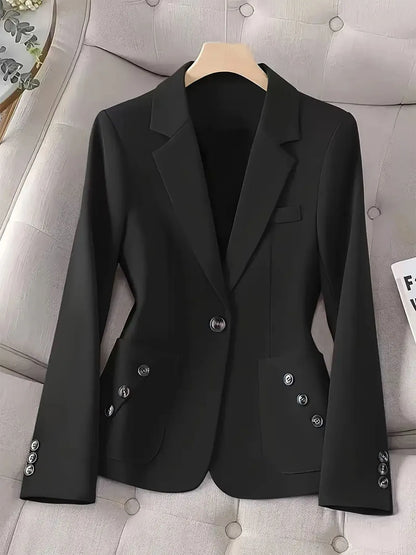 One-Button Blazer with Pockets
