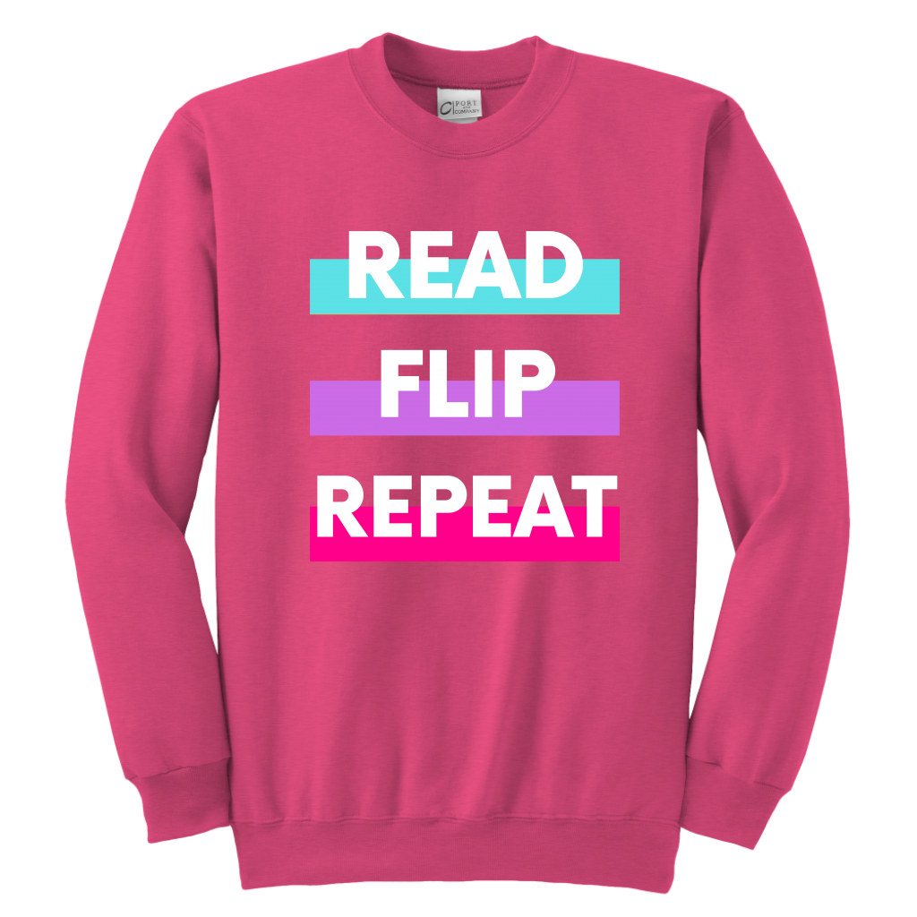 Read Flip Repeat Crewneck Sweatshirt Kids & Youth - MONLANE