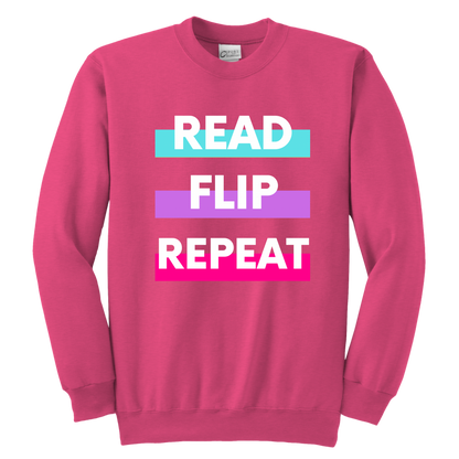 Read Flip Repeat Crewneck Sweatshirt Kids & Youth - MONLANE