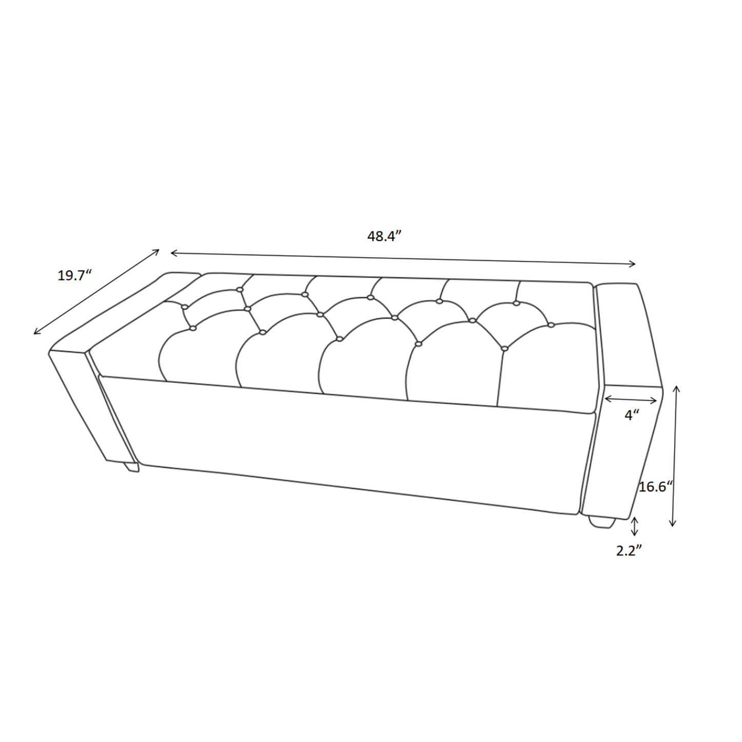 48" Storage Bedroom Bench