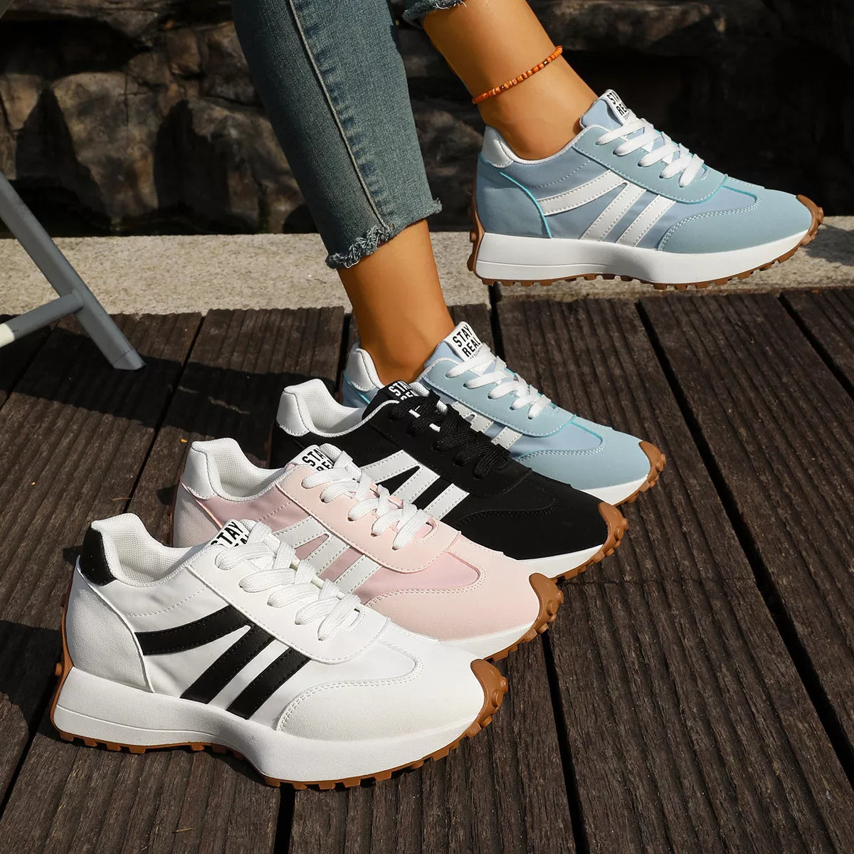 Round Toe Lace Up Sneakers
