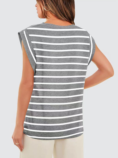 Striped Cap Sleeve T-Shirt