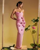 Strapless flower bandage dress