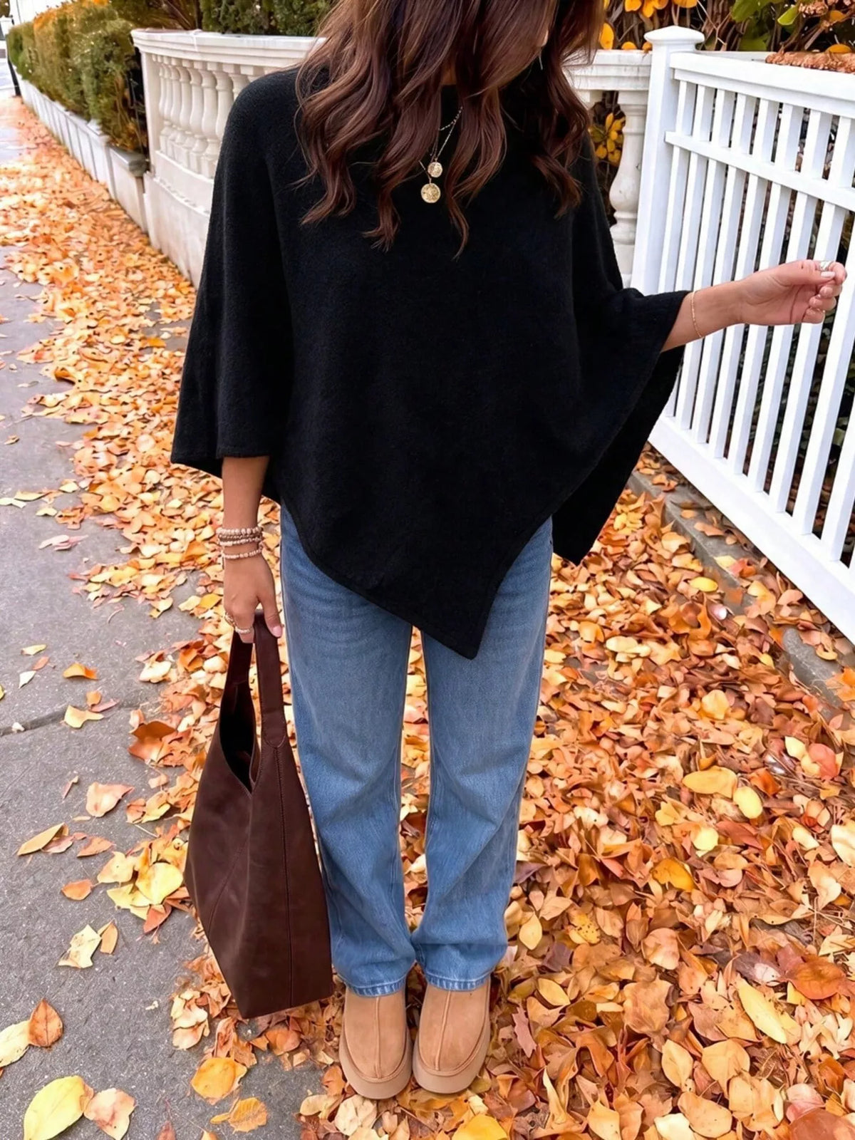 Plus size brushed cape sweater, view 8