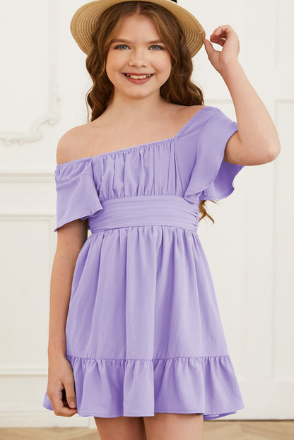 Ruffle Hem Tie-Back Flutter Sleeve Dress - MONLANE