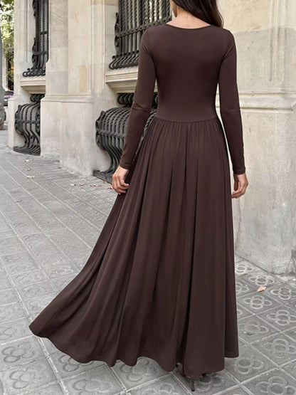 Ruched Square Neck Maxi Dress