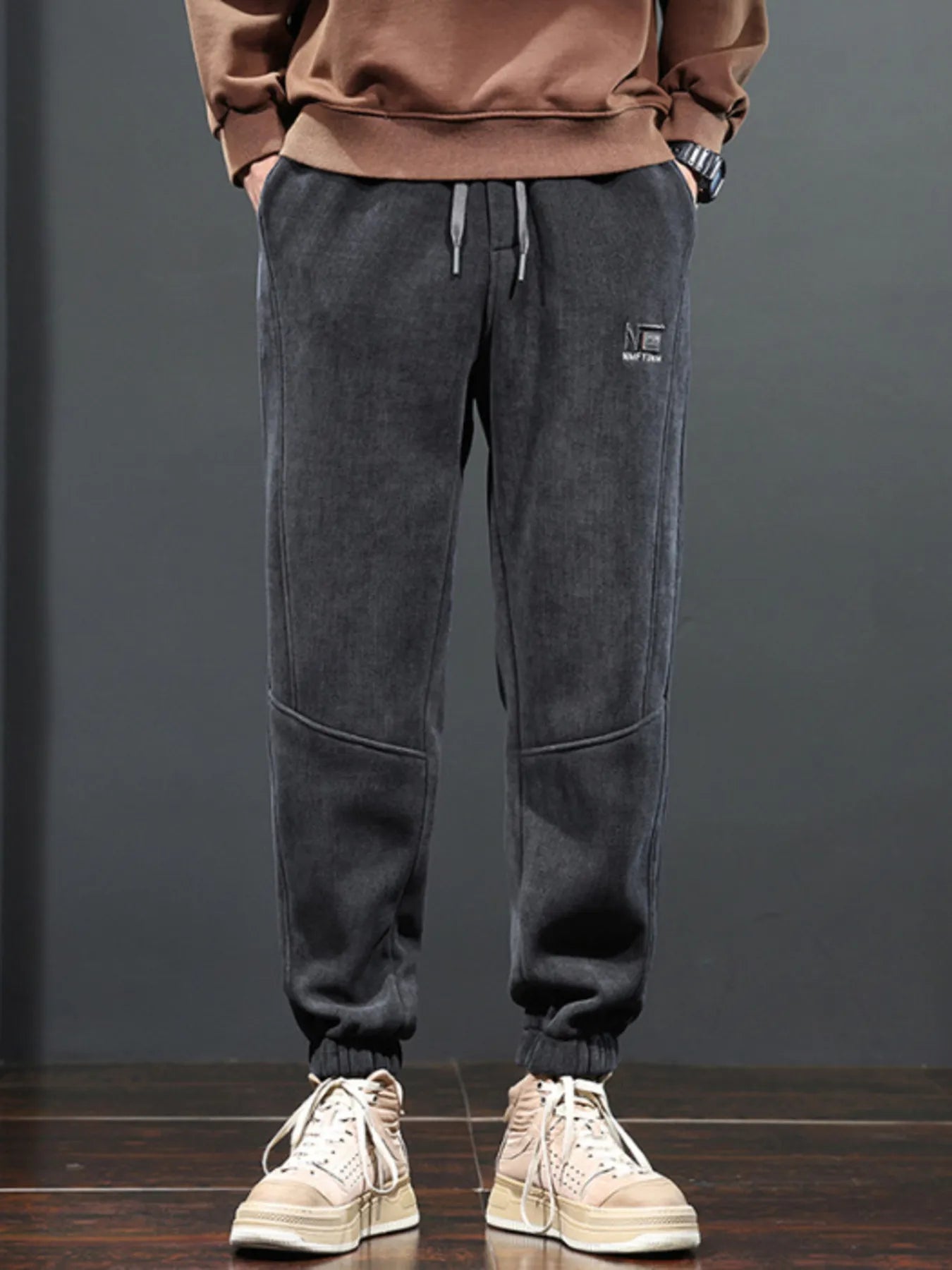 Men's Plus Size Drawstring Corduroy Pants