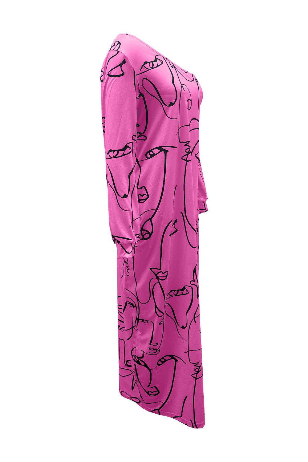 Printed Lantern Sleeve Maxi Dress