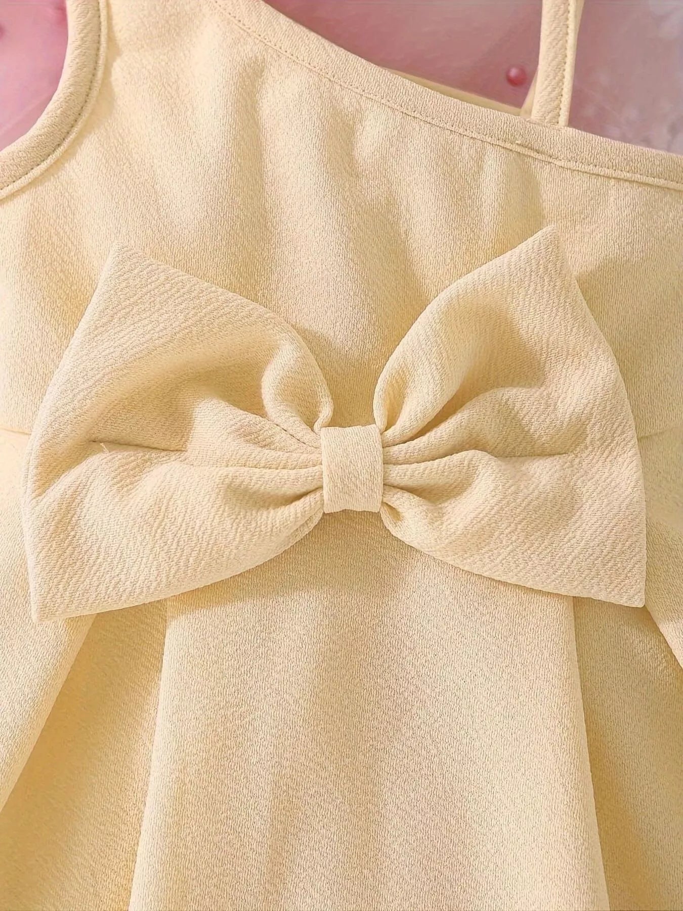 Children's Bow Asymmetrical Shoulder Dress