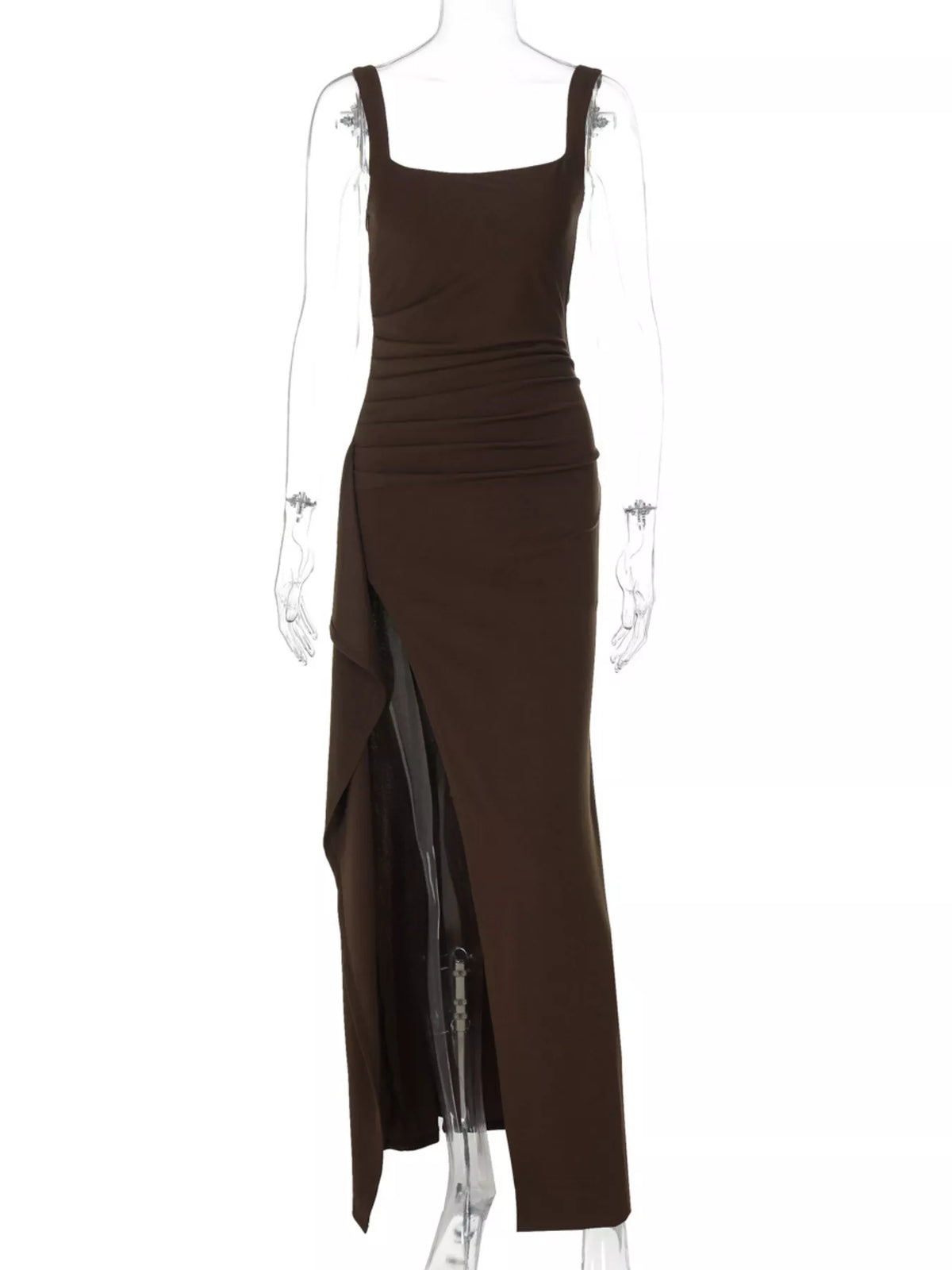 Ruched square neck maxi dress, view 7
