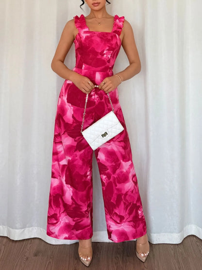 Floral Print Wide Leg Jumpsuit