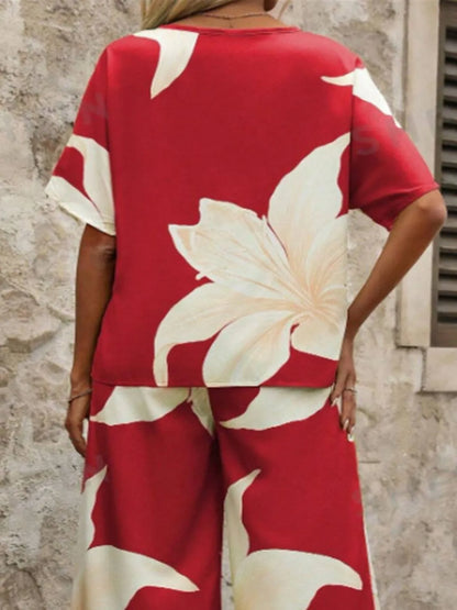 Printed Classy Wide Leg Pants Set