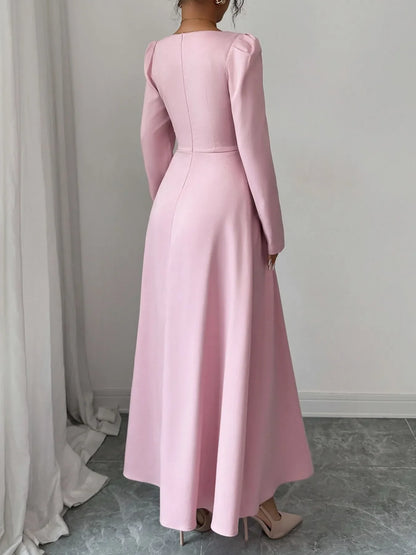 Square Neck Long Sleeve Maxi Dress