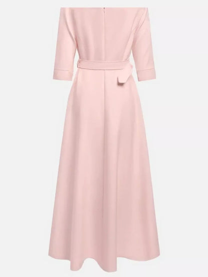 Elegant Off-Shoulder Belted Maxi Dress