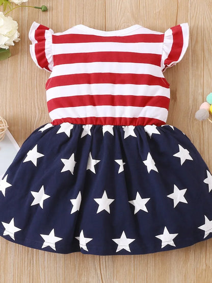 Striped & Stars Kids Cap Sleeve Dress