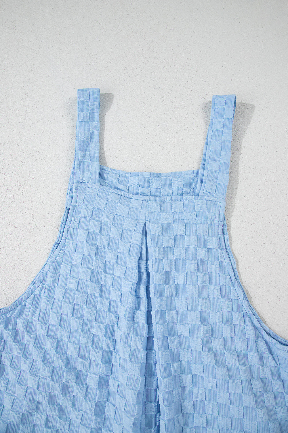 Checkered Wide Leg Pocketed Overalls