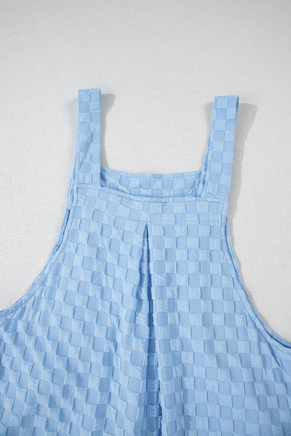 Checkered Wide Leg Pocketed Overalls