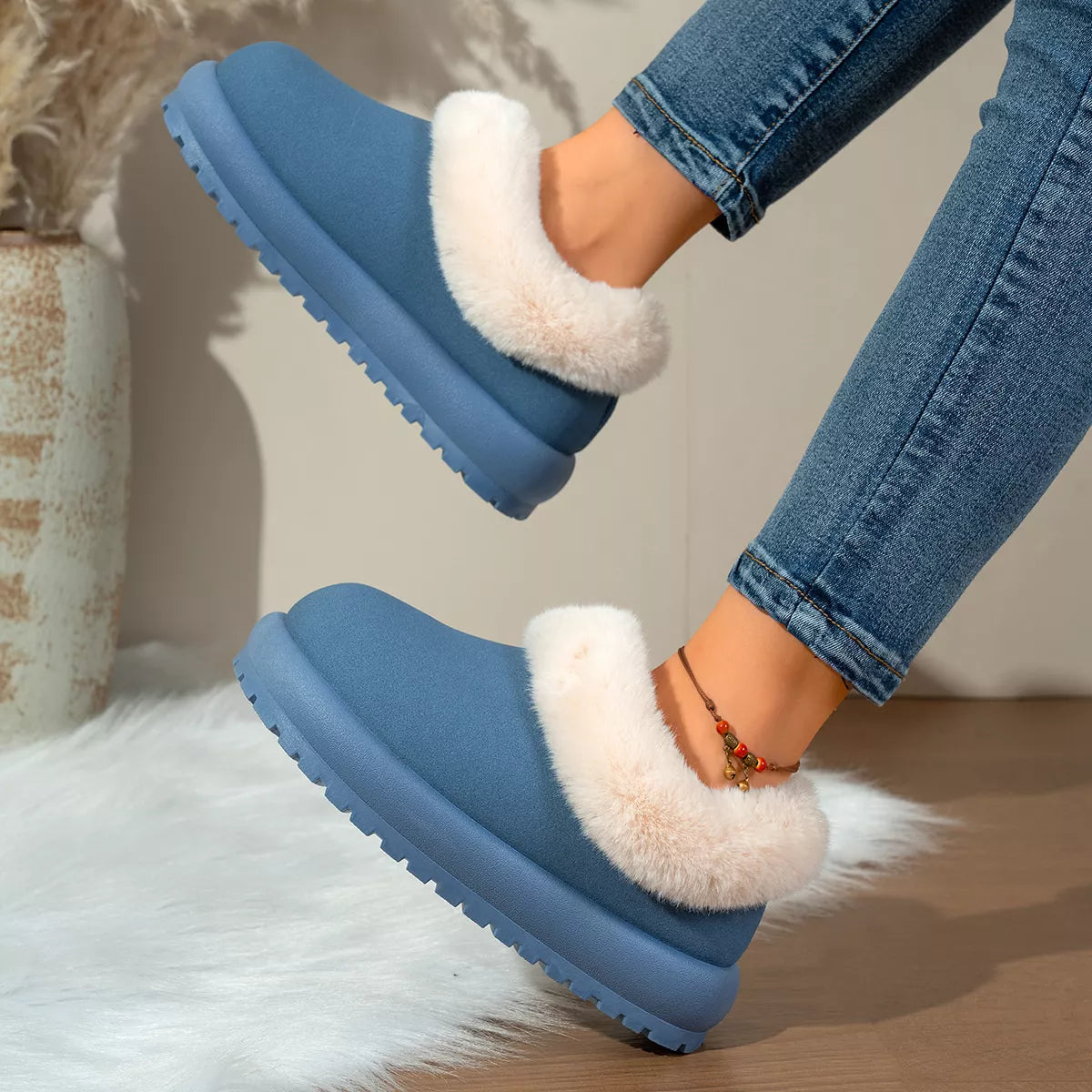 Faux fur lined flat boots, view 7