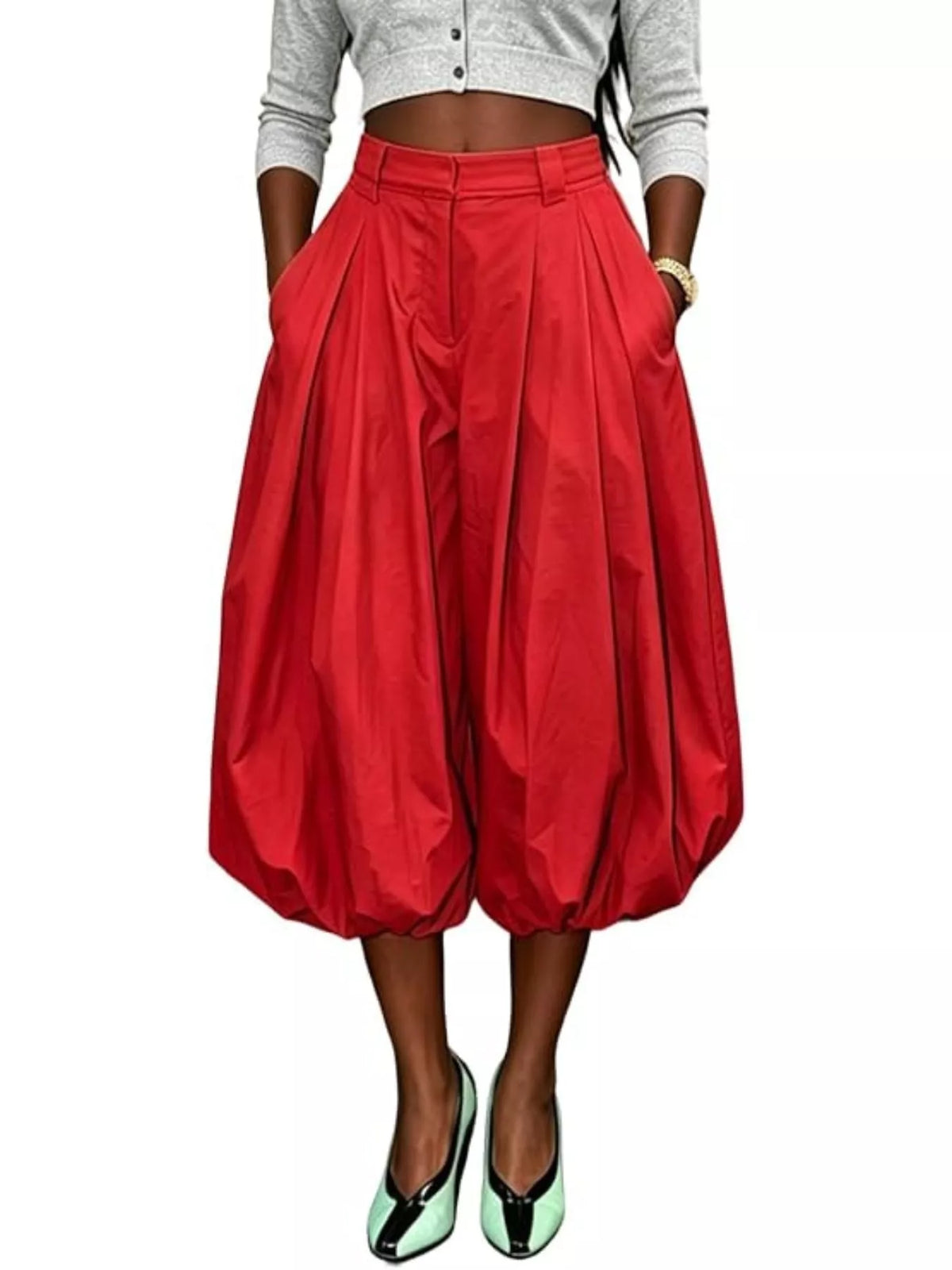 High-Waisted Ruched Balloon Pants