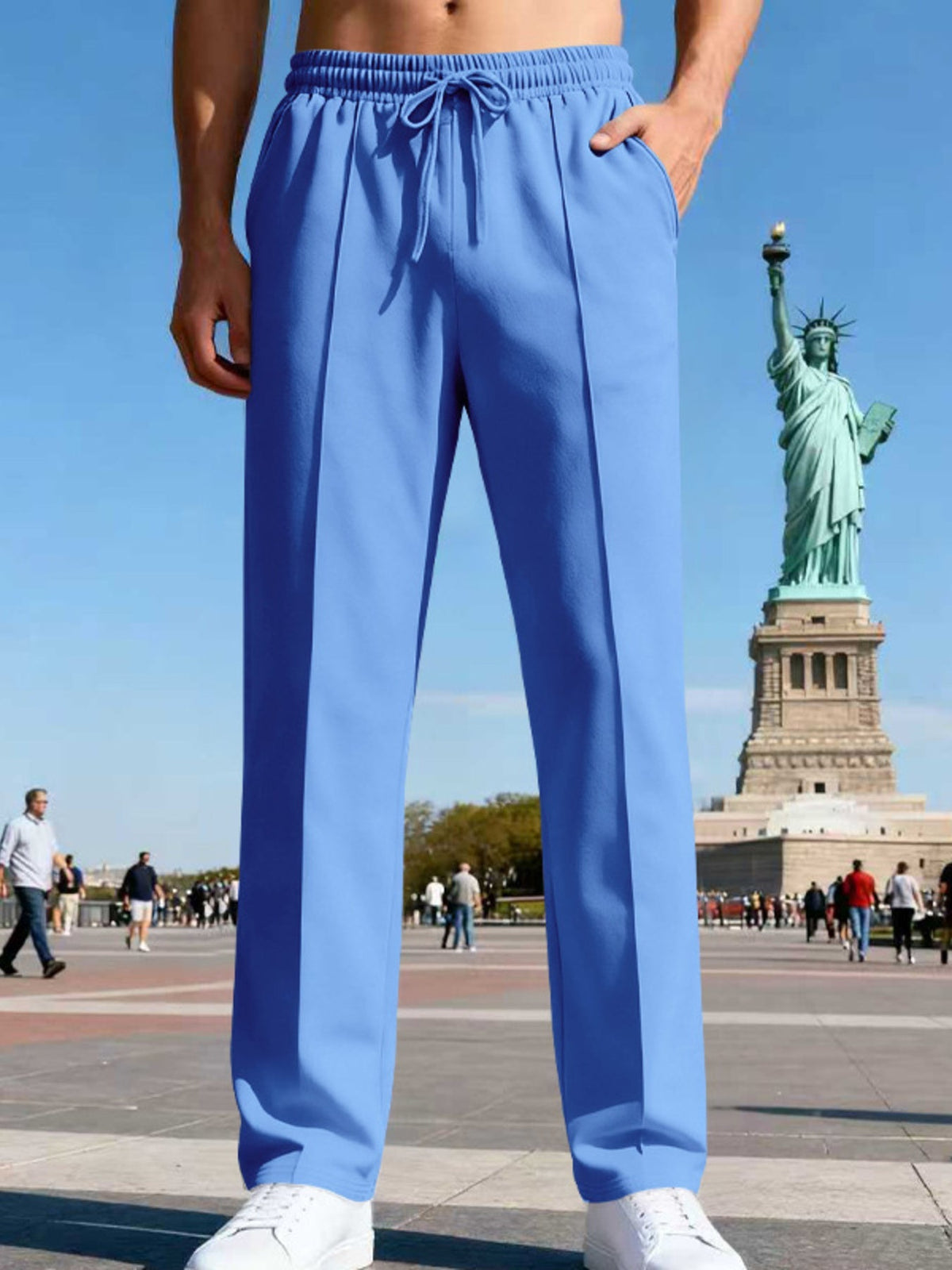 Men's Plus Size Drawstring Straight Leg Pants