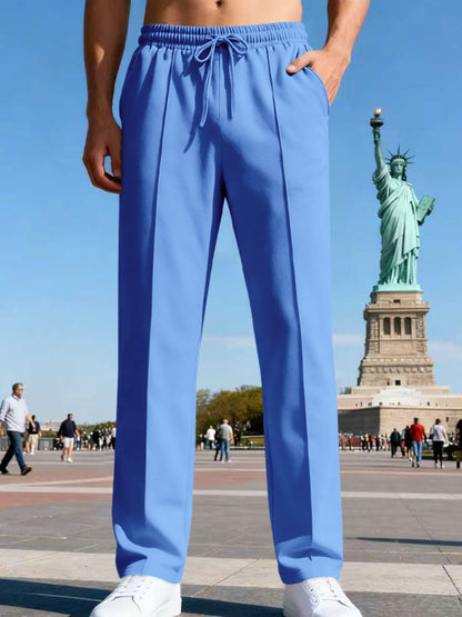 Men's Plus Size Drawstring Straight Leg Pants