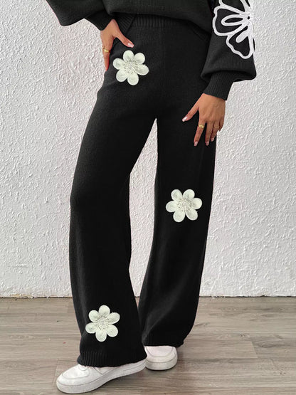 Ribbed high-waisted wide-leg sweater pants in 3 colors