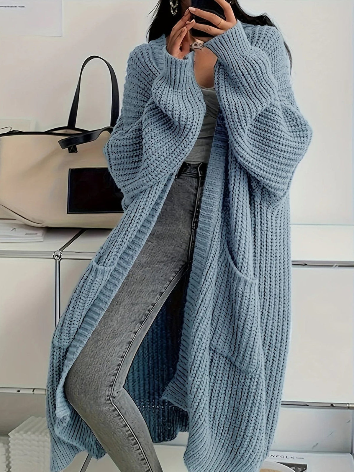 Plus size chunky knit cardigan, view 76