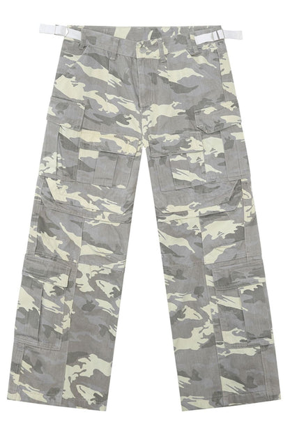 Camouflage Straight Cargo Jeans