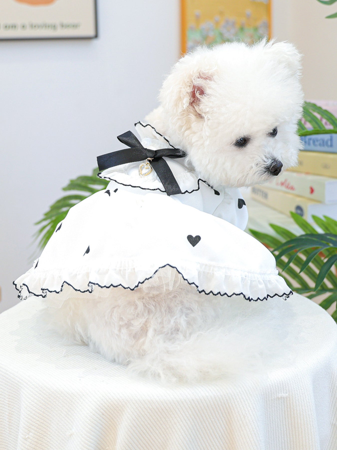 Heart-Patterned Bowknot Pet Dress