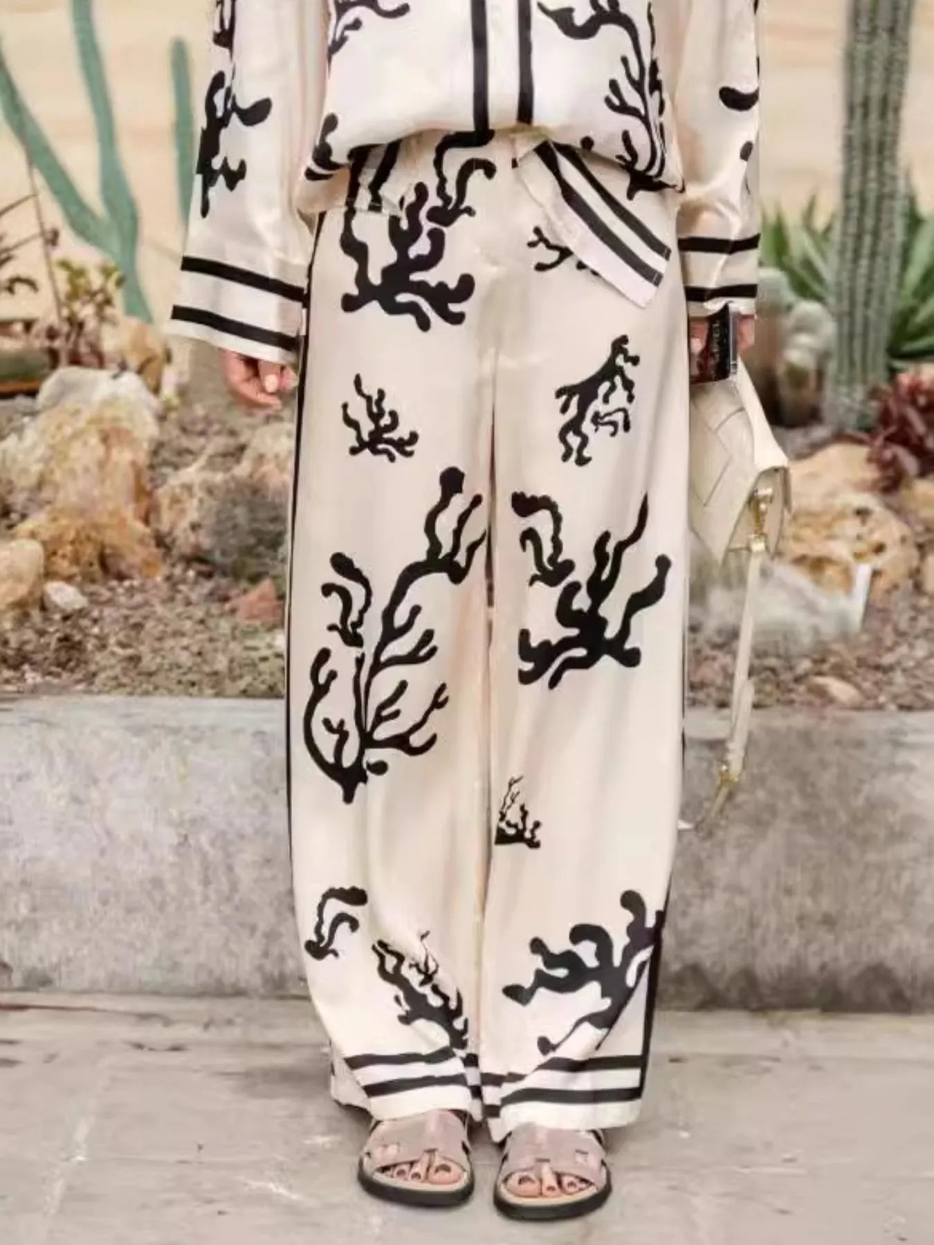 Printed Long Sleeve Shirt and Pants Set