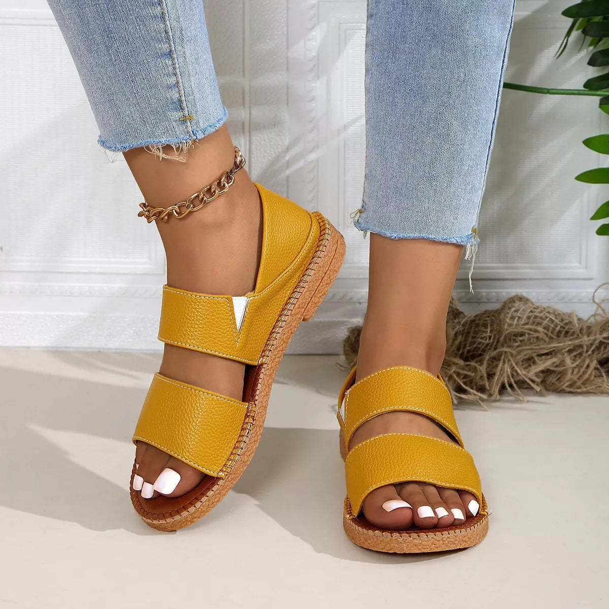 Warm weather flat sandals, view 8