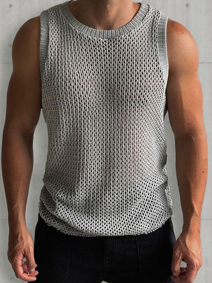 Men's Hollow Out Sleeveless Knit Top