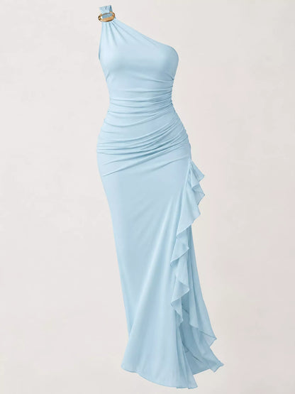 One-shoulder ruched maxi dress, view 16