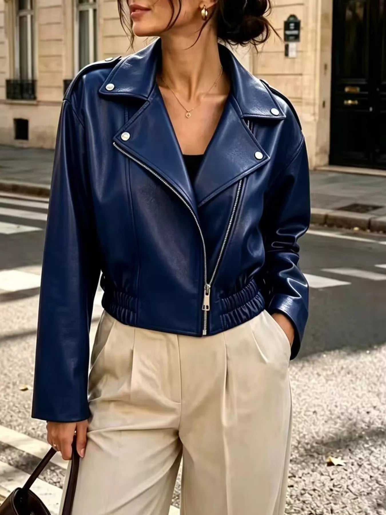 Faux Leather Zip Up Jacket