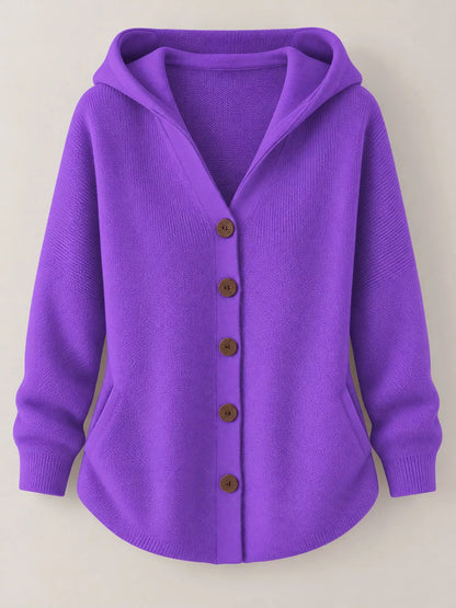 Plus Size Hooded Knit Cardigan, 12 Colors up to 5XL