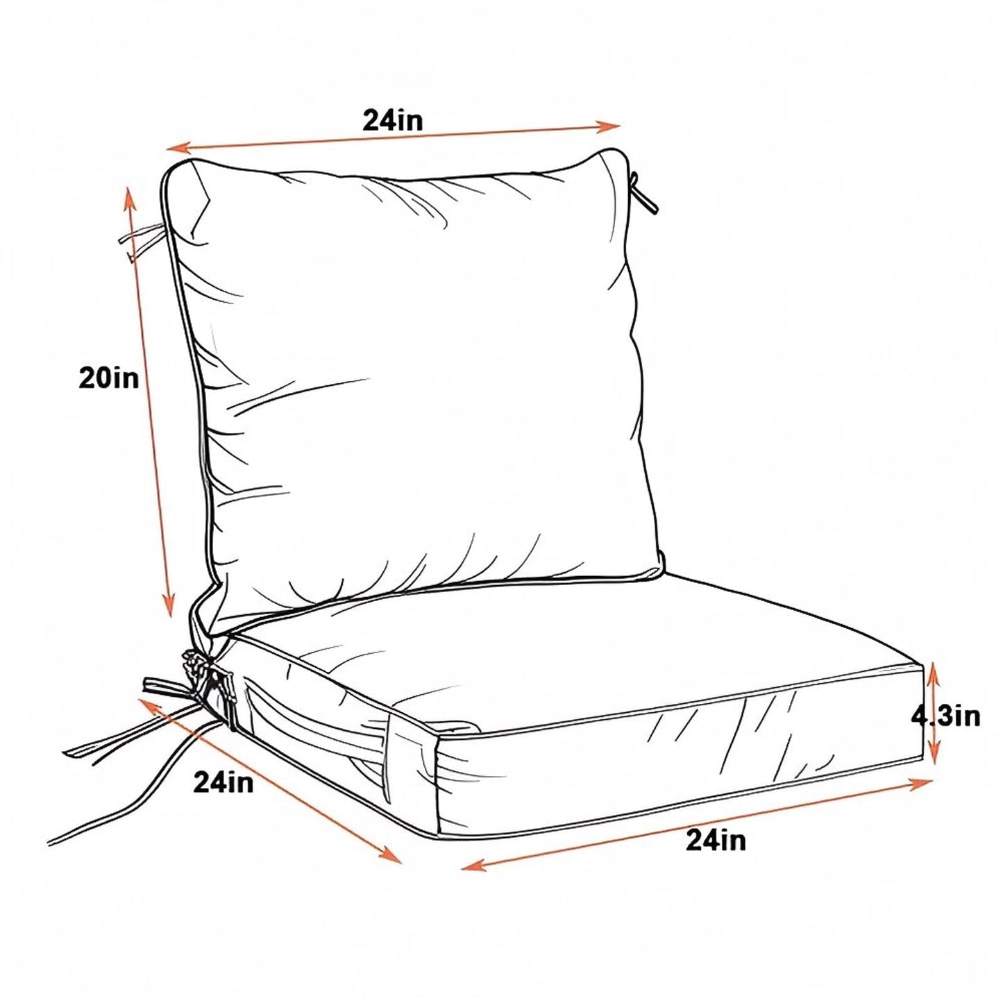 2 PCS Outdoor Deep Seat Cushion Patio Set